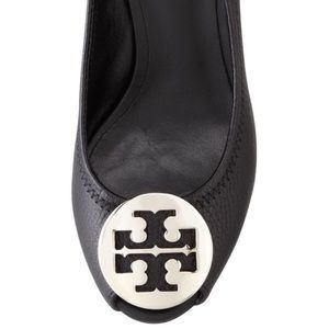 Tory Burch Sally 2 Black Logo Wedges